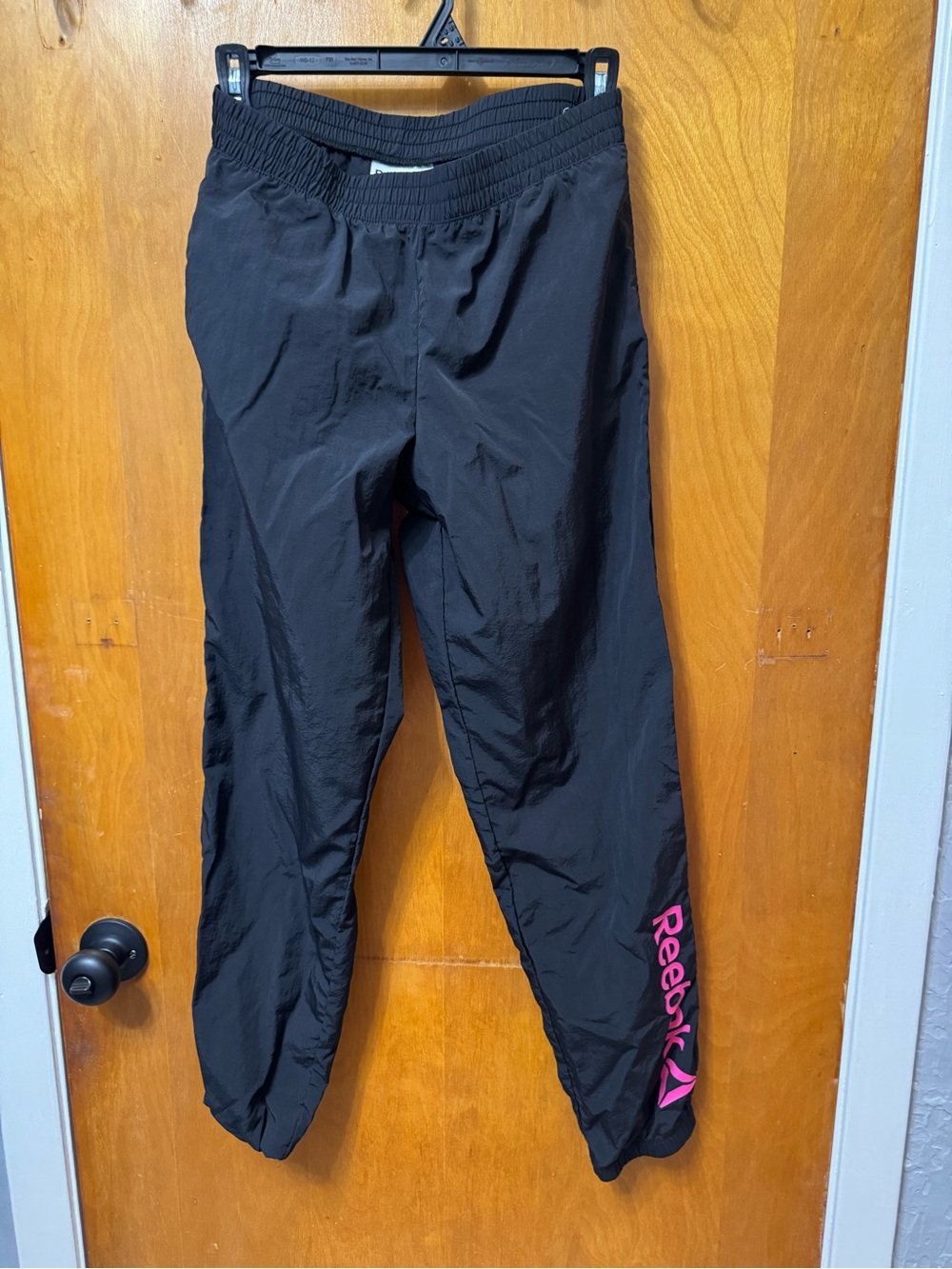 Reebok Black Joggers with Pink Reebok Logo